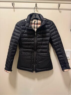 Burberry Black Quilted Puff Jacket with Signature Check Lining